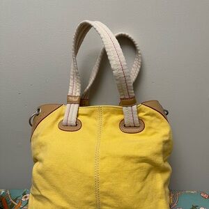 Izod Yellow Canvas Tote with Tan Accents
